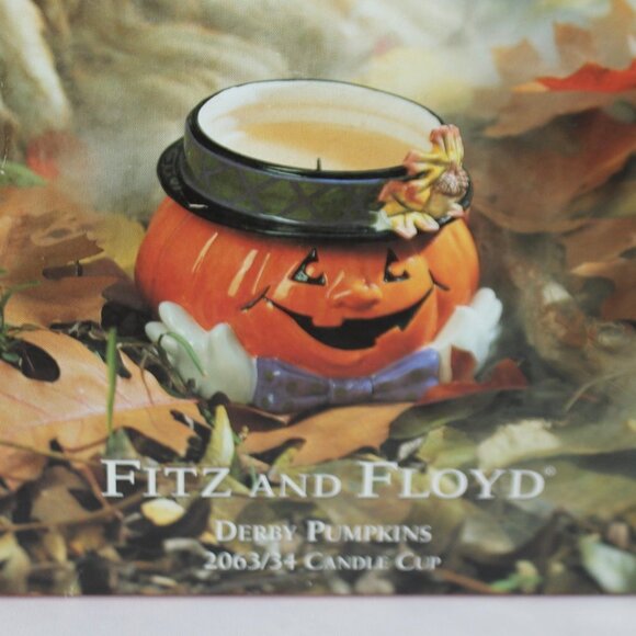 Fitz & Floyd Essentials Derby Hat Pumpkin Candle Cup without Candle - Picture 6 of 14